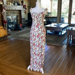 Forever 21 floral off shoulder maxi dress with 2 slits